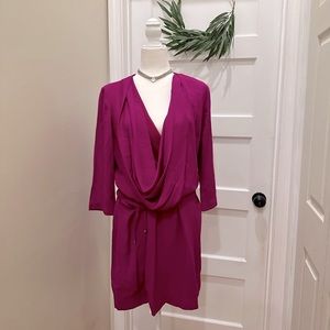 Diane von Furstenberg DVF Rachel Lily Crepe Roseberry Magenta Cocktail Dress 14